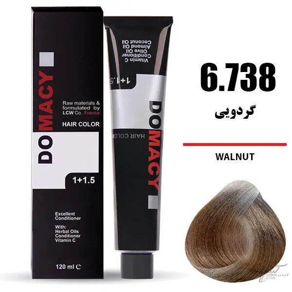 رنگ مو دوماسی DOMACY رنگ گردویی سری هاوانا شماره 6.738 حجم 120 میل