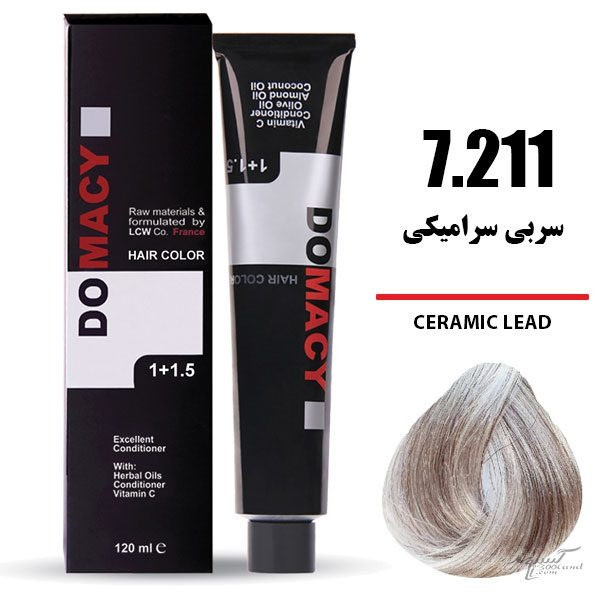 رنگ مو دوماسی DOMACY رنگ سربی سرامیکی سری فشن شماره 7.211 حجم 120 میل