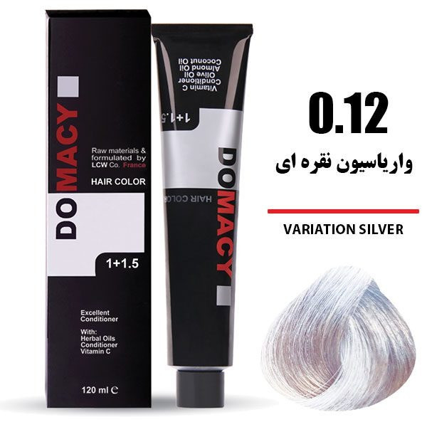 رنگ مو دوماسی DOMACY واریاسیون نقره ای سری واریاسیون شماره 0.12 حجم 120 میل