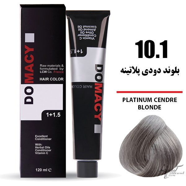 رنگ مو دوماسی DOMACY رنگ بلوند دودی پلاتینه سری دودی شماره 10.1 حجم 120 میل