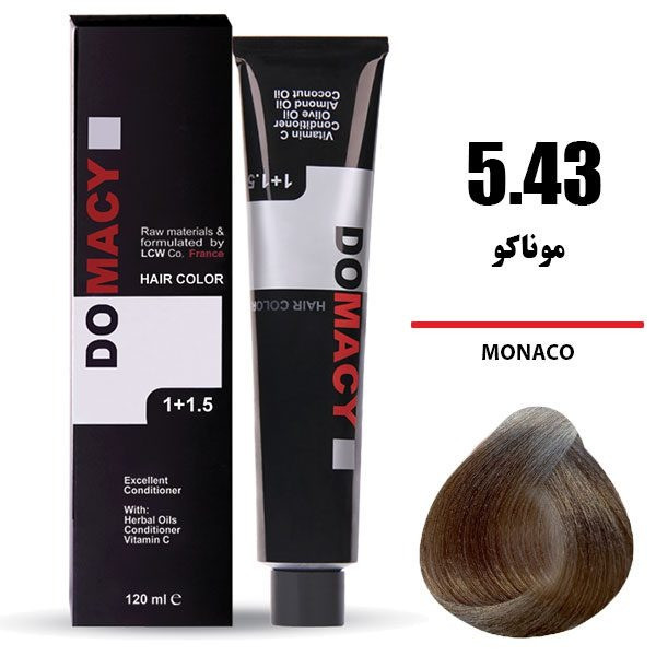 رنگ مو دوماسی DOMACY رنگ موناکو سری هاوانا شماره 5.43 حجم 120 میل