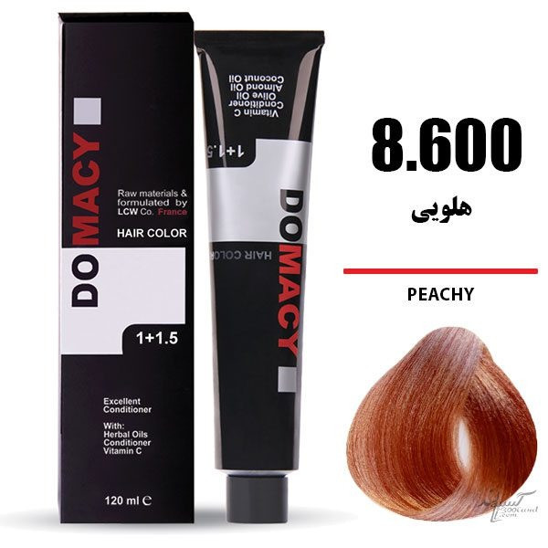 رنگ مو دوماسی DOMACY رنگ هلویی سری ترکیبی شماره 8.600 حجم 120 میل