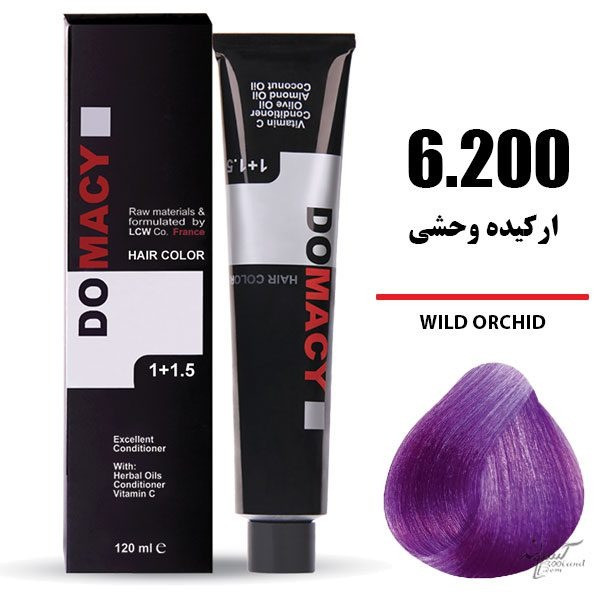 رنگ مو دوماسی DOMACY رنگ ارکیده وحشی سری فشن شماره 6.200 حجم 120 میل