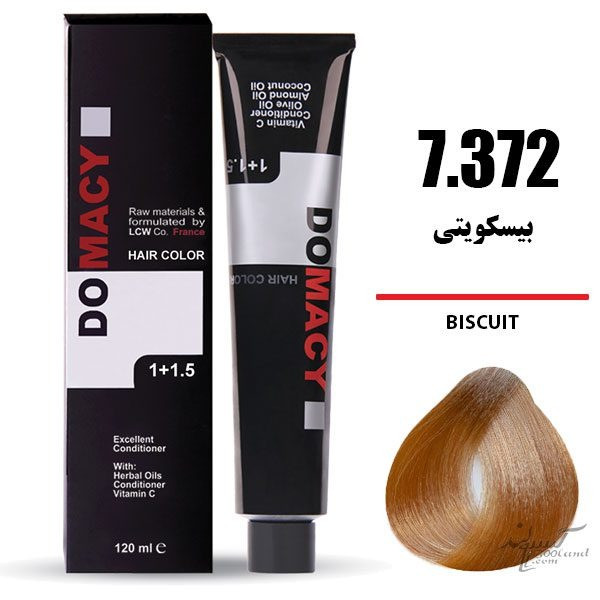 رنگ مو دوماسی DOMACY رنگ بیسکویتی سری بیسکویتی شماره 7.372 حجم 120 میل