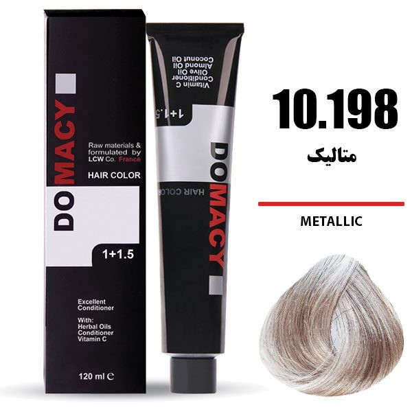 رنگ مو دوماسی DOMACY رنگ متالیک سری هایلایت شماره 10.198 حجم 120 میل