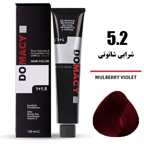 رنگ مو دوماسی DOMACY رنگ شرابی شاتوتی سری شرابی شماره 5.2 حجم 120 میل