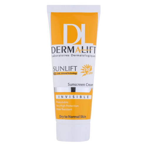 کرم ضدآفتاب غیر رنگی درمالیفت پوست خشک و نرمال SPF50 مدل سان لیفت