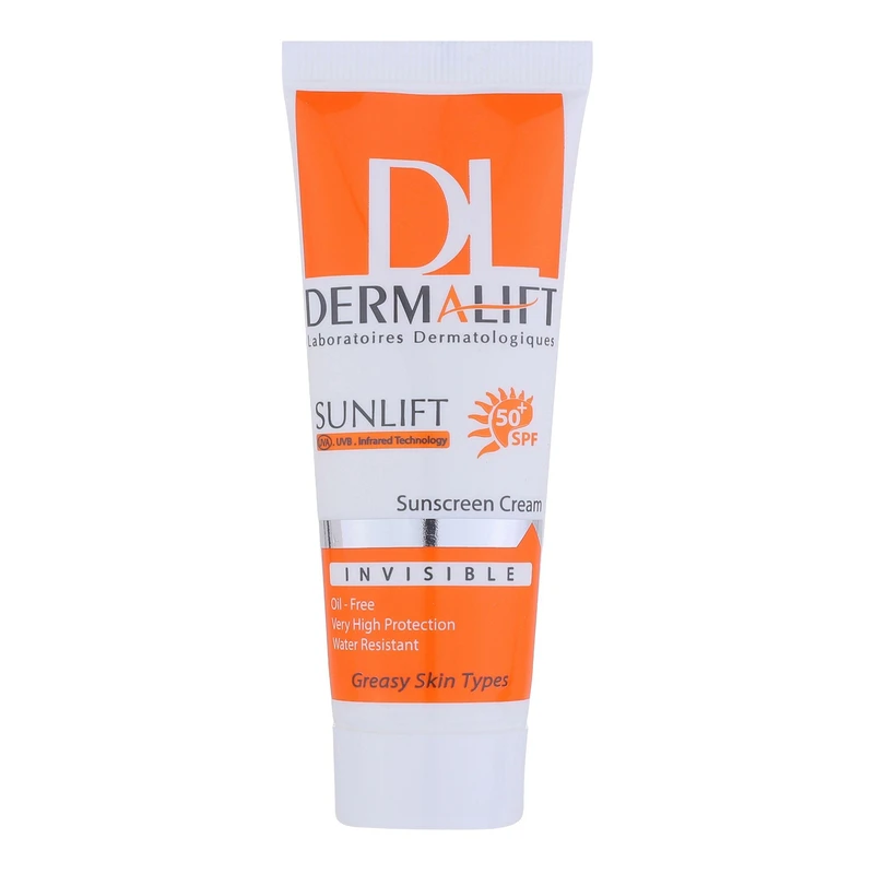 کرم ضدآفتاب غیر رنگی درمالیفت پوست چرب SPF50  مدل سان لیفت