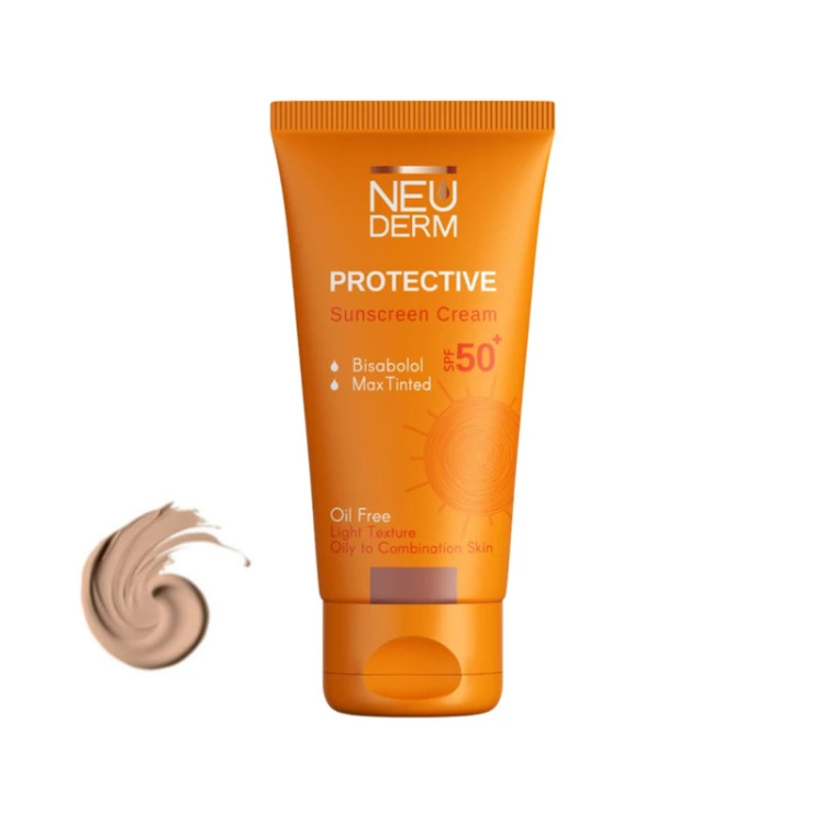 کرم ضد آفتاب مکس پروتکت نئودرم رنگی مدل پوست چرب و مختلط SPF50 حجم 50 میل