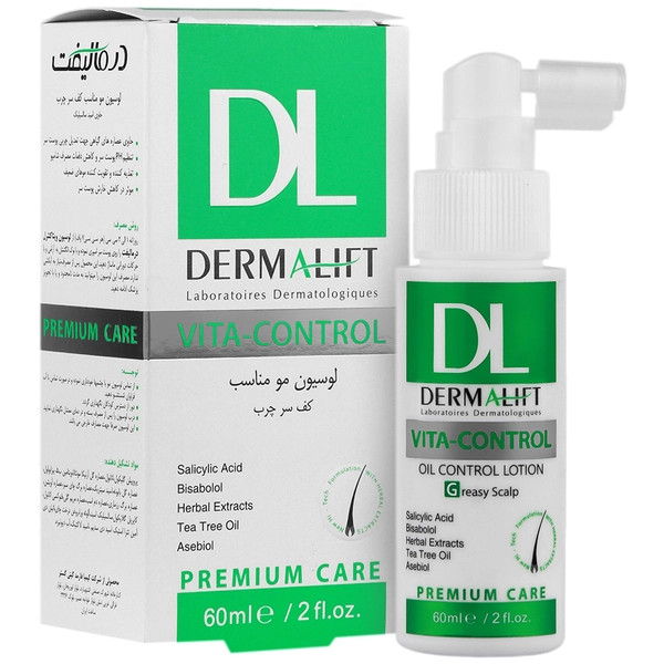 لوسیون مو درمالیفت مناسب کف سر چرب مدل Vita Control حجم 60 میلی لیتر
