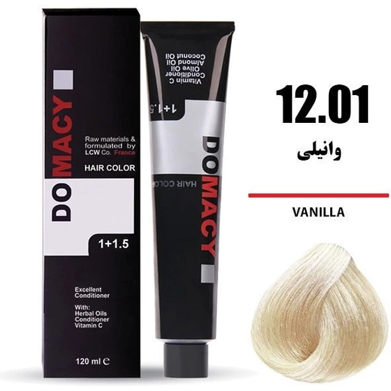 رنگ مو دوماسی DOMACY رنگ وانیلی سری اکسترا هایلایت شماره 10.012 حجم 120 میل