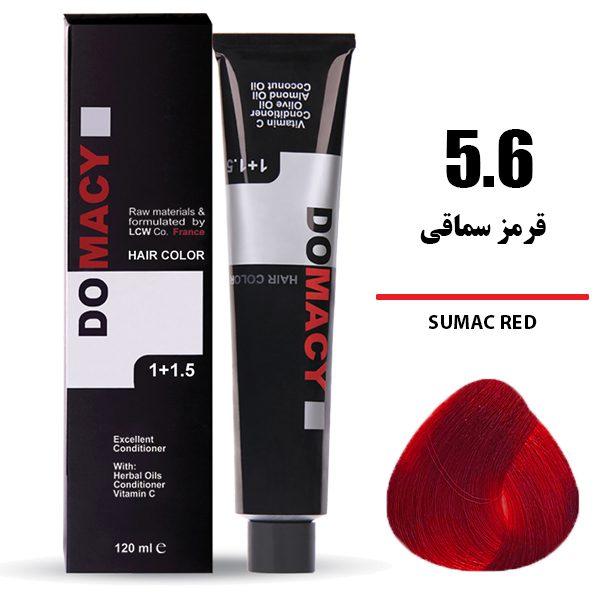 رنگ مو دوماسی DOMACY رنگ قرمز سماقی سری قرمز شماره 5.6 حجم 120 میل