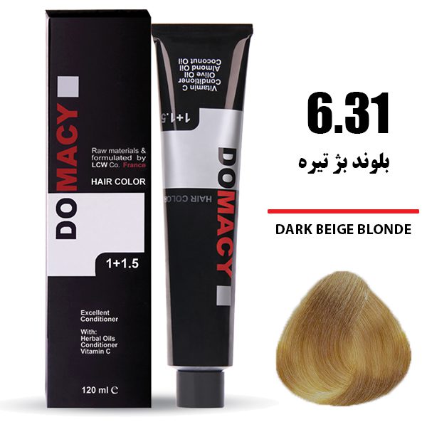 رنگ مو دوماسی DOMACY رنگ بلوند بژ تیره سری بژ شماره 6.31 حجم 120 میل